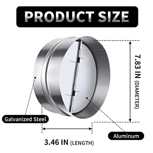 Miuwauer 8 Inch Backdraft Damper for HVAC Ducts | Prevents Airflow Leakage thumbnail 2