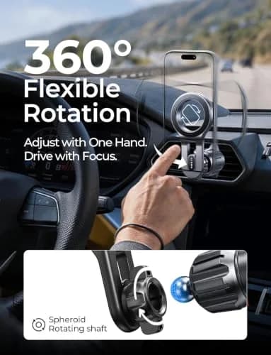 LISEN MagSafe Car Mount for iPhone 17 Pro Max, Black | Super Magnetic Air Vent Phone Holder thumbnail 6