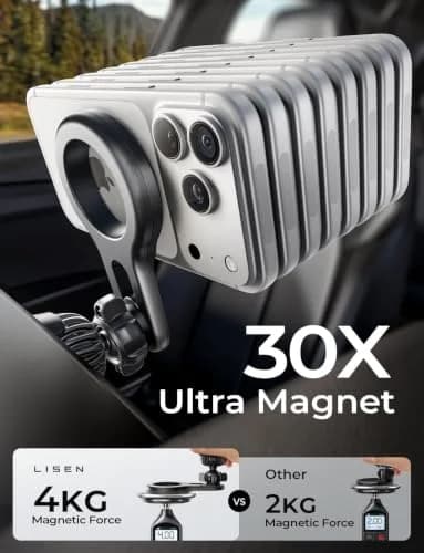 LISEN MagSafe Car Mount for iPhone 17 Pro Max, Black | Super Magnetic Air Vent Phone Holder thumbnail 2
