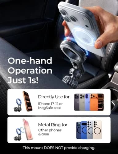 LISEN MagSafe Car Mount for iPhone 17 Pro Max, Black | Super Magnetic Air Vent Phone Holder thumbnail 3