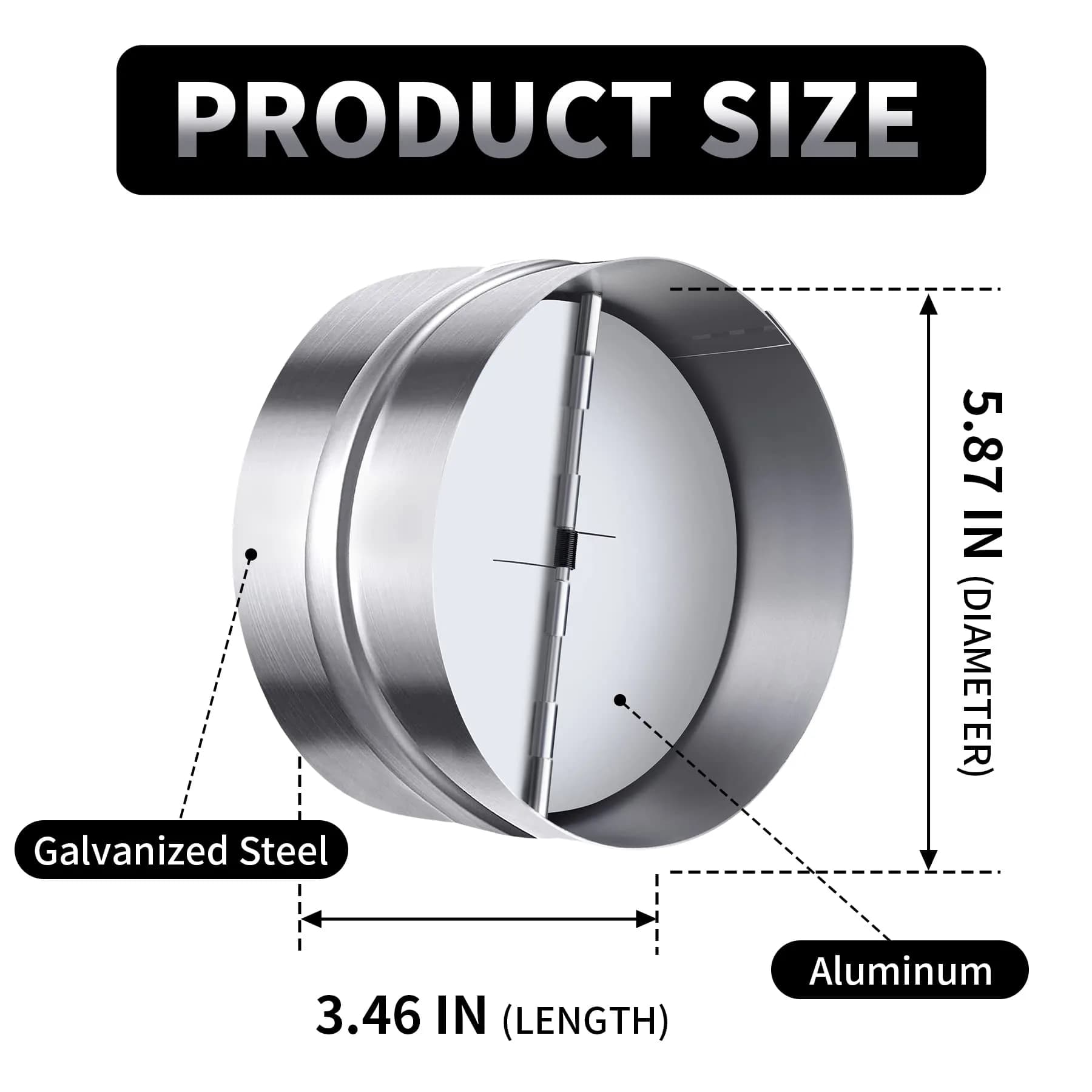 Miuwauer 6 Inch Backdraft Damper | Prevents Airflow When Fan is Off - view 2