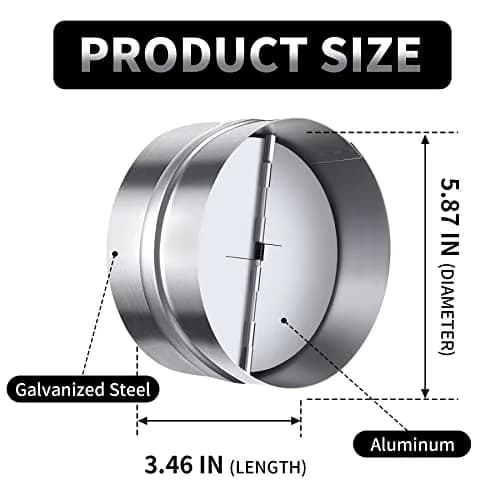 Miuwauer 6 Inch Backdraft Damper | Prevents Airflow When Fan is Off thumbnail 2