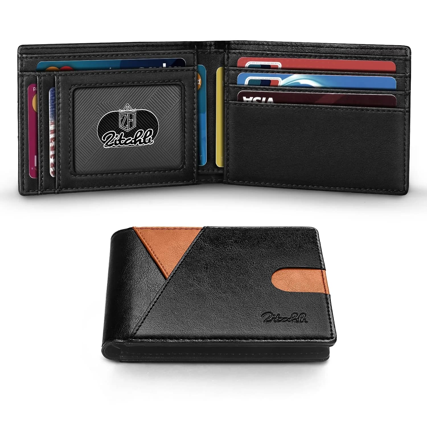 Zitahli Red Wallet Slim 11 Credit Card Holder RFID Blocking Bifold Minimalist Front Pocket Wallet | Classic Vegan Leather