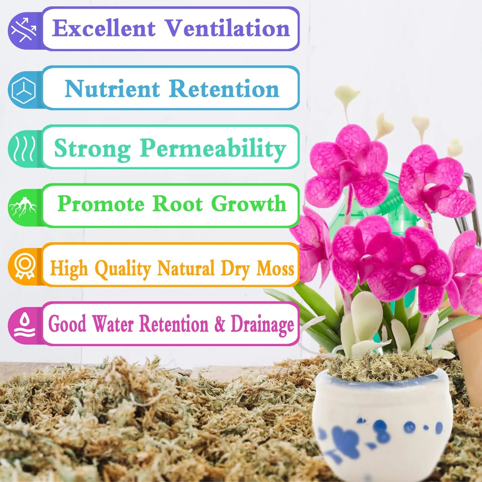 Legigo Premium Sphagnum Moss for Plants — 20 Quarts (Appx. 1.2 lb / 0.5 kg) | Natural Long Fiber Orchid & Succulent Soil - view 3