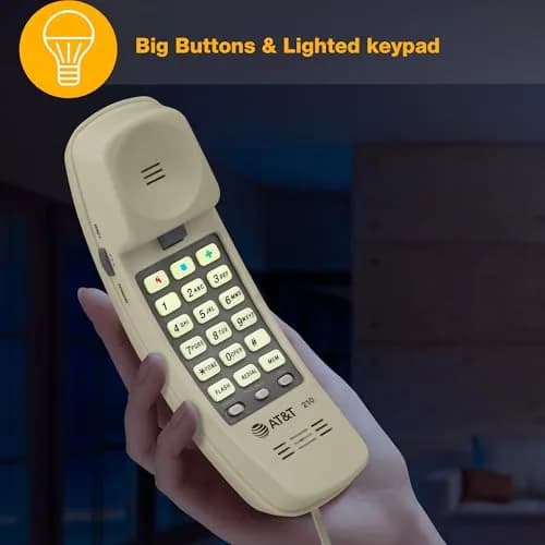 AT&T TRIMLINE 210 Corded Home Phone | No Power Needed, Wall Mountable, Lighted Big Buttons thumbnail 4
