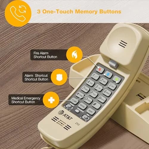 AT&T TRIMLINE 210 Corded Home Phone | No Power Needed, Wall Mountable, Lighted Big Buttons thumbnail 5