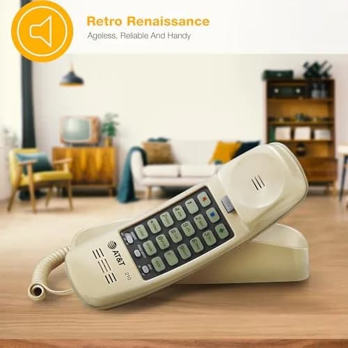 AT&T TRIMLINE 210 Corded Home Phone | No Power Needed, Wall Mountable, Lighted Big Buttons thumbnail 2