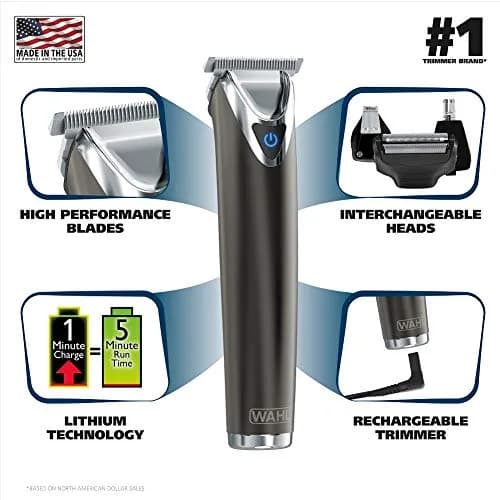 Wahl Stainless Steel Lithium Ion 2.0+ Slate Beard Trimmer for Men - Electric Shaver, Nose Ear Trimmer, Rechargeable All in One Men's Grooming Kit (Pack of 6) | 5-Year Limited Warranty thumbnail 2