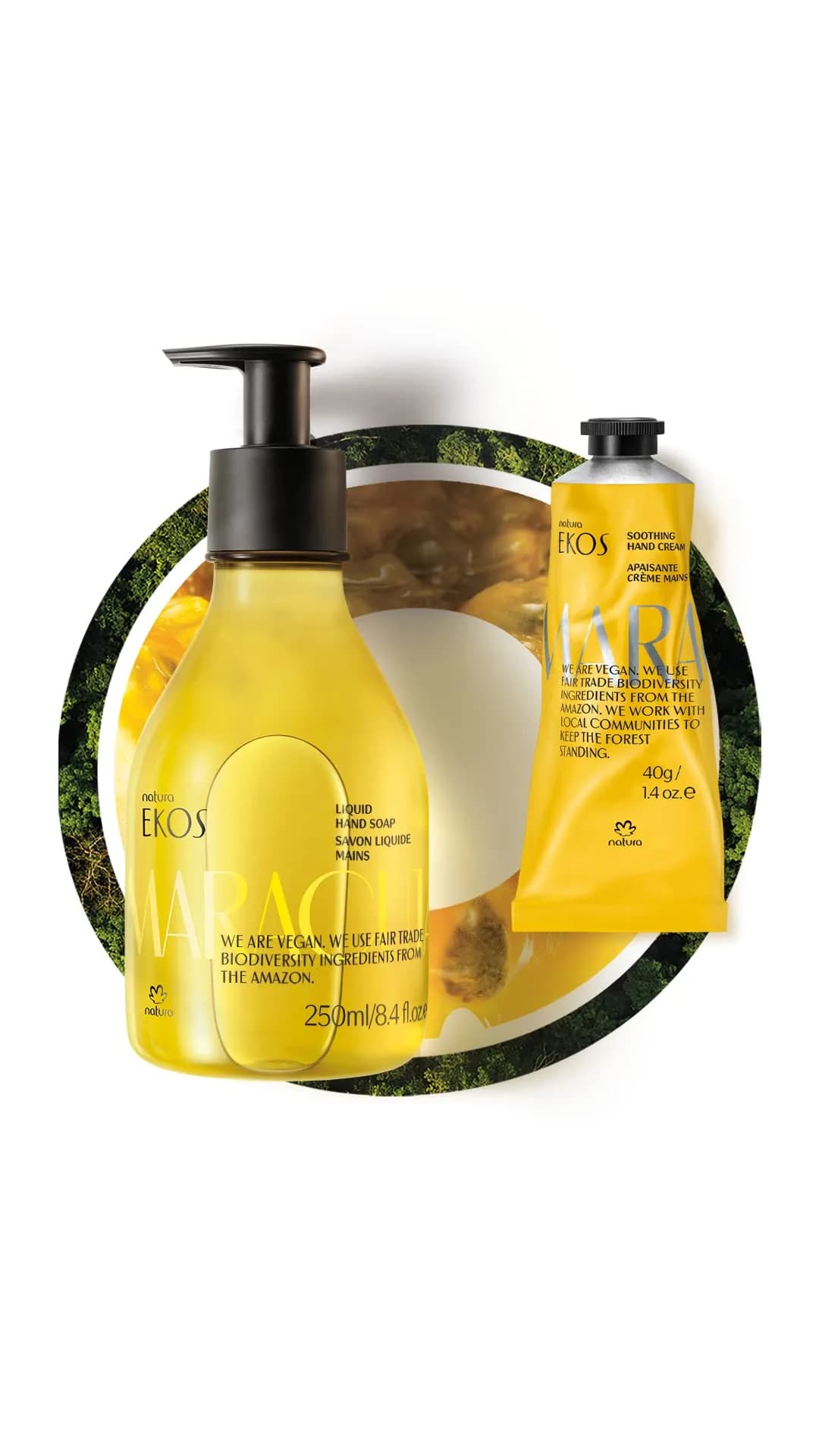 natura Ekos Maracujá Soothing Hand Wash Set | Natural Amazon Bioactives, Moisturizes & Cleanses Hands, 8.4 Fl Oz — yellow