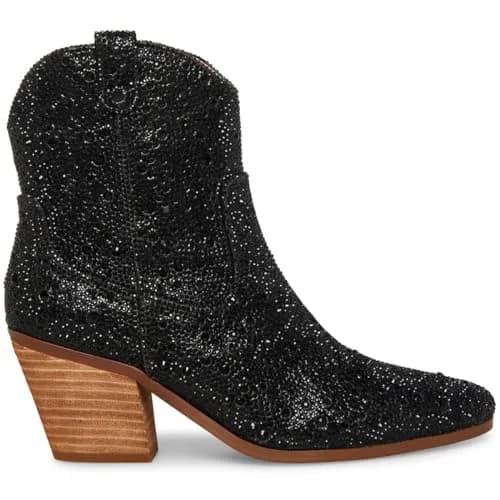 Betsey Johnson Women's Diva Western Boot, Black, 10 | Rhinestone Embellished Western Style thumbnail 2