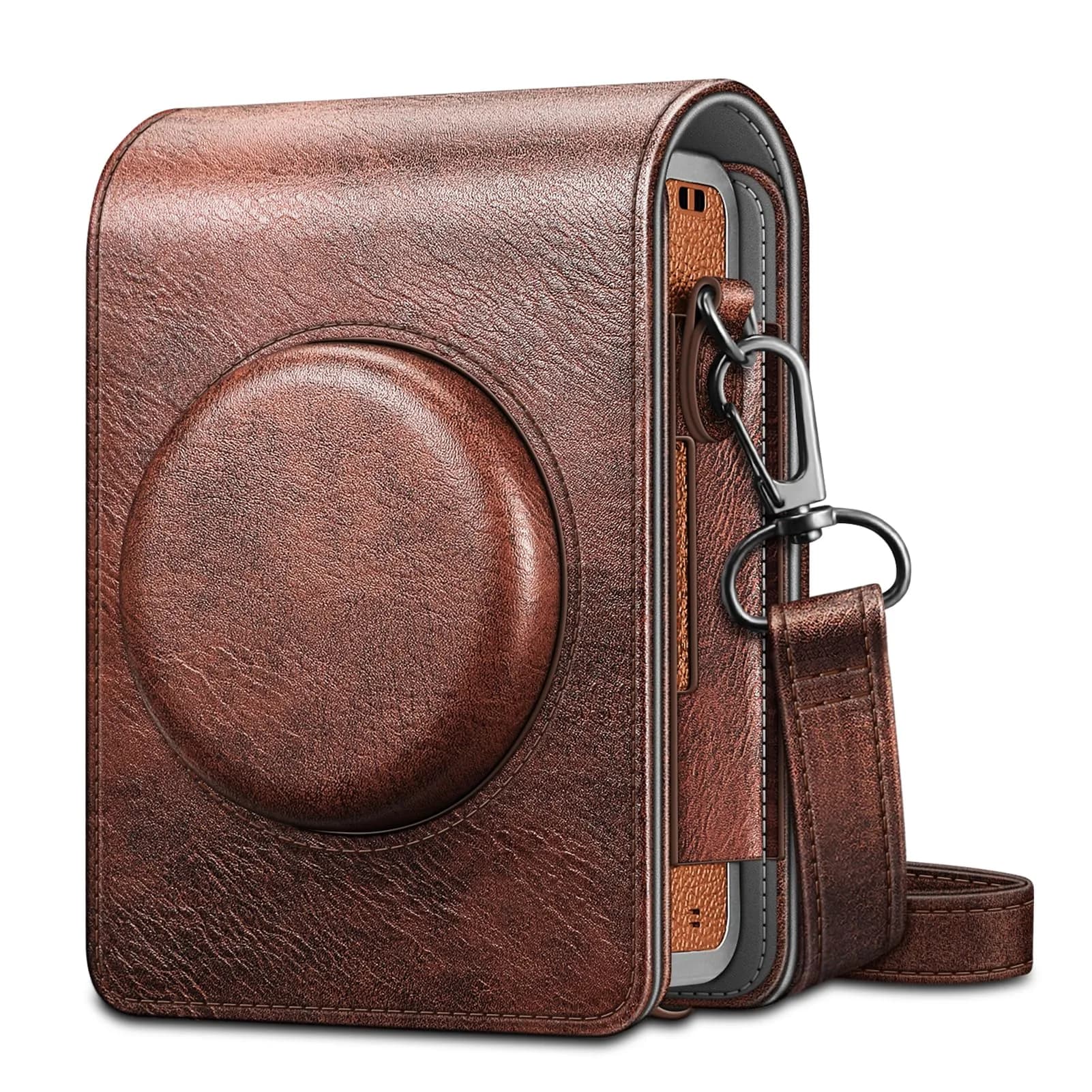 FINTIE Camera Case for Fujifilm Instax Mini EVO Camera with Strap | Premium Synthetic Leather, Vintage Brown - main product image
