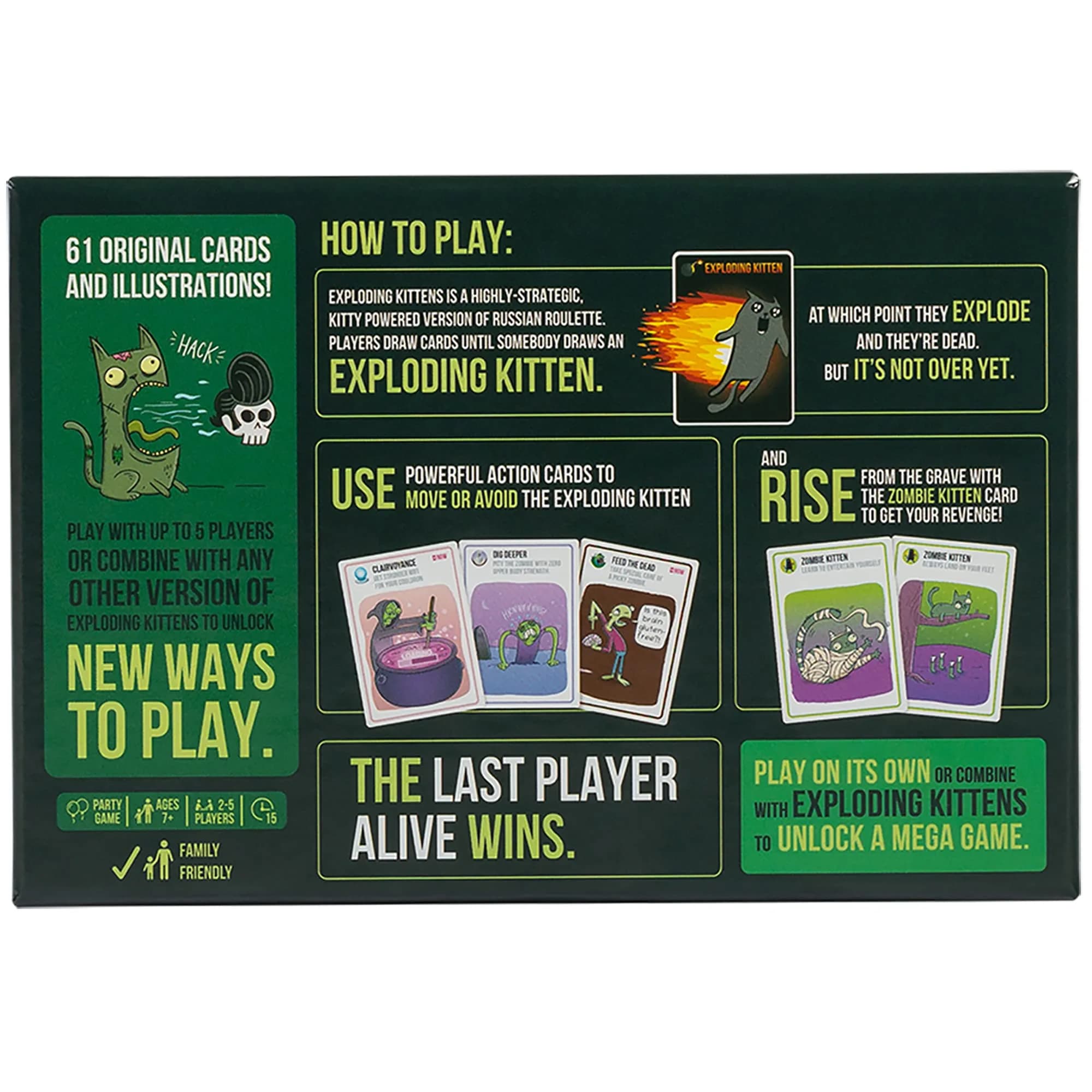 Exploding Kittens Zombie Kittens Card Game 61 Cards | The Only Game Where Dead Players Can Come Back To Life - view 5