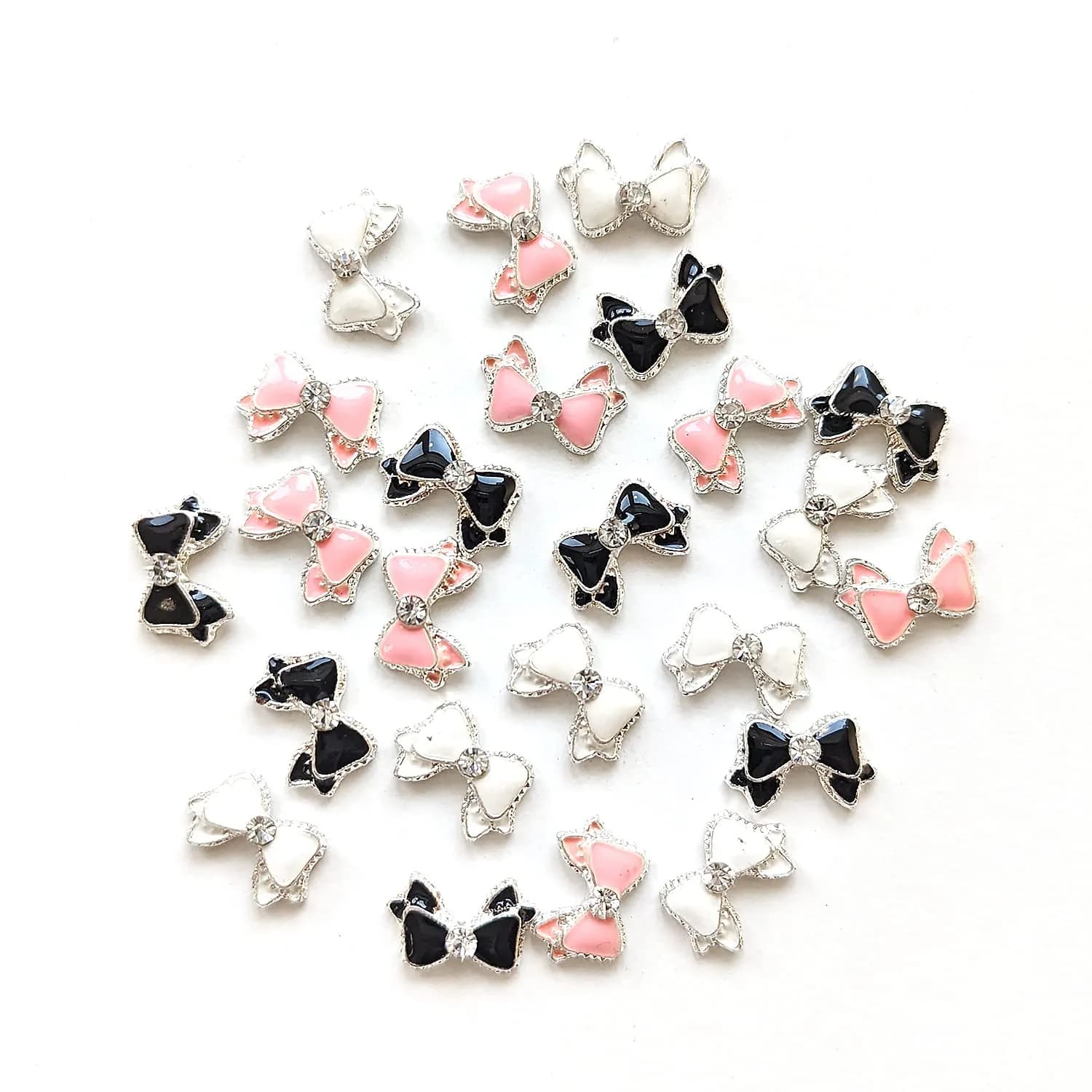 PUEEN 48pcs 3D Nail Charms Bow Rhinestone Nail Art Decoration DIY for Nails Cell Phone Charm DIY Craft Accessories (Style B) | Alloy Bow Rhinestones — Style B