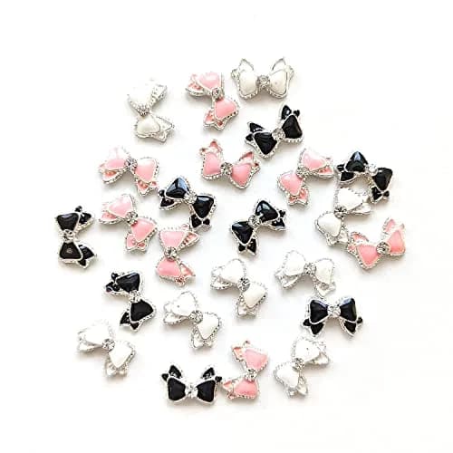 PUEEN 48pcs 3D Nail Charms Bow Rhinestone Nail Art Decoration DIY for Nails Cell Phone Charm DIY Craft Accessories (Style B) | Alloy Bow Rhinestones thumbnail 1