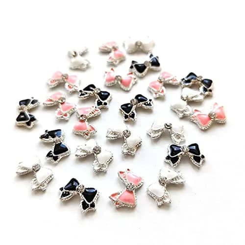 PUEEN 48pcs 3D Nail Charms Bow Rhinestone Nail Art Decoration DIY for Nails Cell Phone Charm DIY Craft Accessories (Style B) | Alloy Bow Rhinestones thumbnail 4