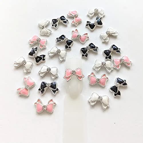 PUEEN 48pcs 3D Nail Charms Bow Rhinestone Nail Art Decoration DIY for Nails Cell Phone Charm DIY Craft Accessories (Style B) | Alloy Bow Rhinestones thumbnail 3
