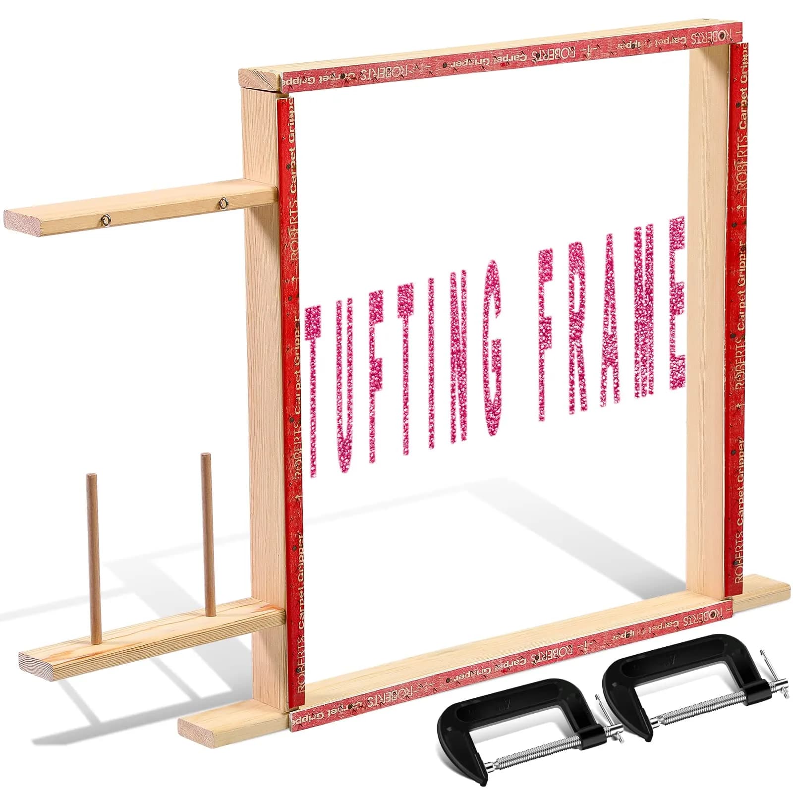 Yalikop Rug Making Frame, Tufting Frame for Rug Making 75x75cm | Wooden Stand with Tack Strips & Clamps