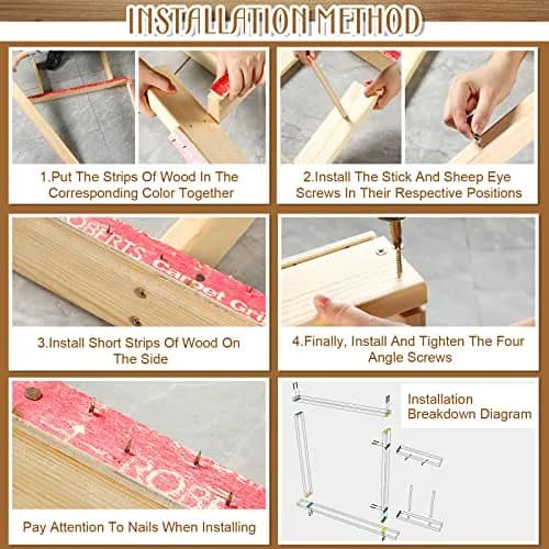 Yalikop Rug Making Frame, Tufting Frame for Rug Making 75x75cm | Wooden Stand with Tack Strips & Clamps thumbnail 3