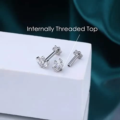 COCHARM Tragus Piercing Jewelry 16g Flat Back Flower | Silver Cartilage Earring for Women thumbnail 6