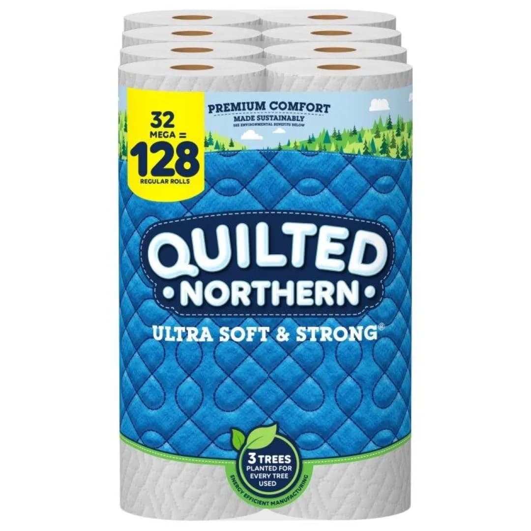 Quilted Northern Ultra Soft & Strong Toilet Paper, 32 Mega Rolls (128 Regular) | Eco-Friendly 2-Ply Bath Tissue - main product image