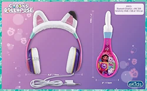 eKids Gabby's Dollhouse Wired Headphones with 3.5mm Jack | Kid-Friendly Stereo Sound thumbnail 4