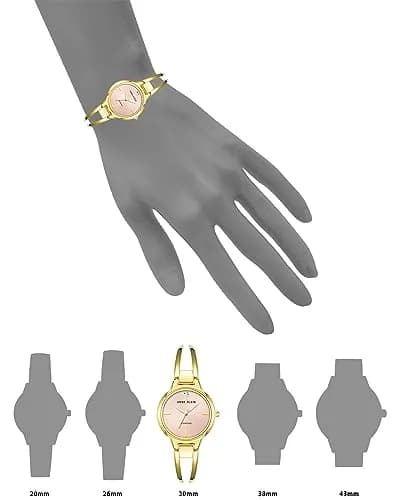 Anne Klein Women's Genuine Diamond Dial Bangle Watch 30mm Gold/Pink | Fashionable Analog Wristwatch thumbnail 2