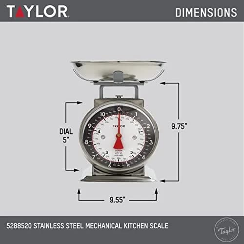 Taylor Vintage Mechanical Kitchen Scale 5 kg (11 lb) with Bowl | Battery-Free Precision for Baking and Meal Prep thumbnail 3