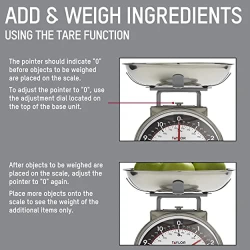 Taylor Vintage Mechanical Kitchen Scale 5 kg (11 lb) with Bowl | Battery-Free Precision for Baking and Meal Prep thumbnail 4