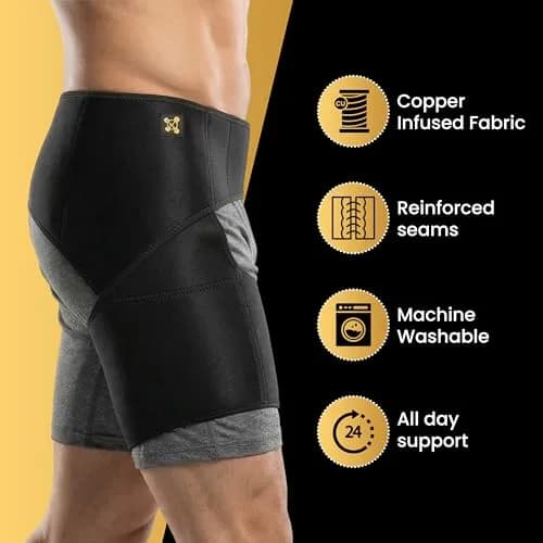 CopperJoint Hip Brace for Women and Men | Groin & Thigh Support, Adjustable, Copper-Infused, One Size thumbnail 5