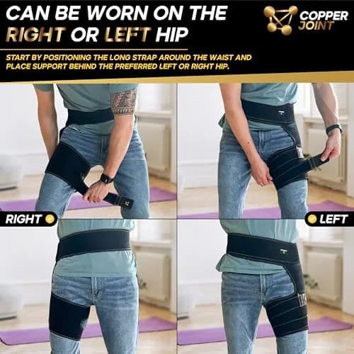CopperJoint Hip Brace for Women and Men | Groin & Thigh Support, Adjustable, Copper-Infused, One Size thumbnail 6