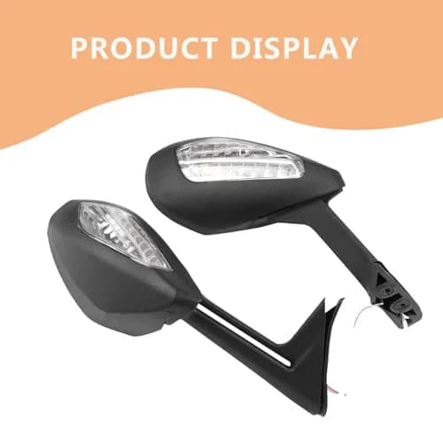Worldmotop Motorcycle Rearview Mirrors Pair | Black ABS High Impact Shell & Acrylic Glass Lens thumbnail 6
