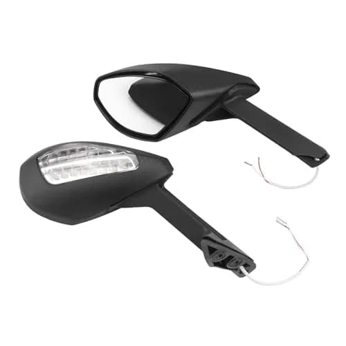 Worldmotop Motorcycle Rearview Mirrors Pair | Black ABS High Impact Shell & Acrylic Glass Lens thumbnail 1