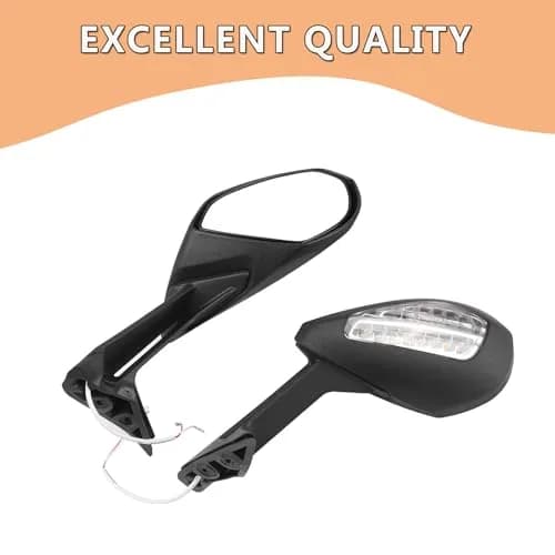 Worldmotop Motorcycle Rearview Mirrors Pair | Black ABS High Impact Shell & Acrylic Glass Lens thumbnail 7