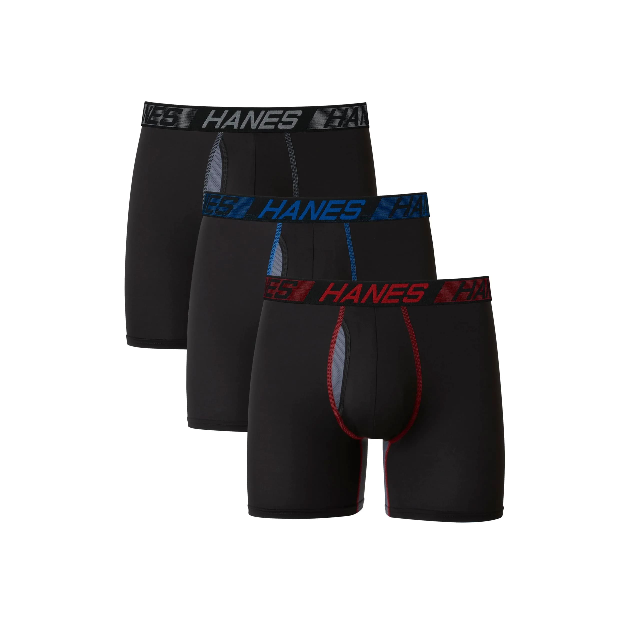 Hanes Men’s Total Support Pouch Boxer Briefs, X-temp Cooling, Anti-chafing, Moisture-wicking, Black, X-Large US