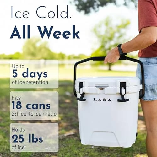 LAKA 20 Qt Cooler White | Compact Ice Chest with 3-Day Cold Retention thumbnail 4