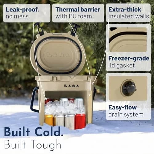 LAKA 20 Quart Rotomolded Cooler | Insulated Ice Chest for Beach & Camping, Holds 18 Cans + 25 lb Ice, Up to 3 Days Cold thumbnail 5