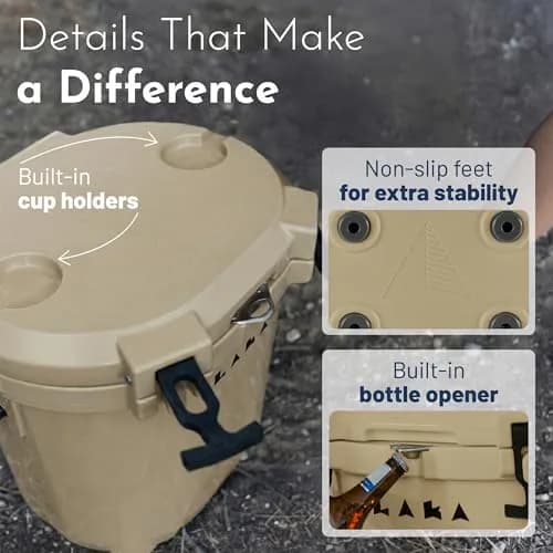 LAKA 20 Quart Rotomolded Cooler | Insulated Ice Chest for Beach & Camping, Holds 18 Cans + 25 lb Ice, Up to 3 Days Cold thumbnail 6