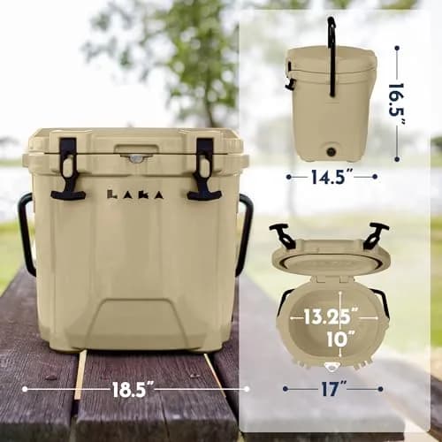LAKA 20 Quart Rotomolded Cooler | Insulated Ice Chest for Beach & Camping, Holds 18 Cans + 25 lb Ice, Up to 3 Days Cold thumbnail 7