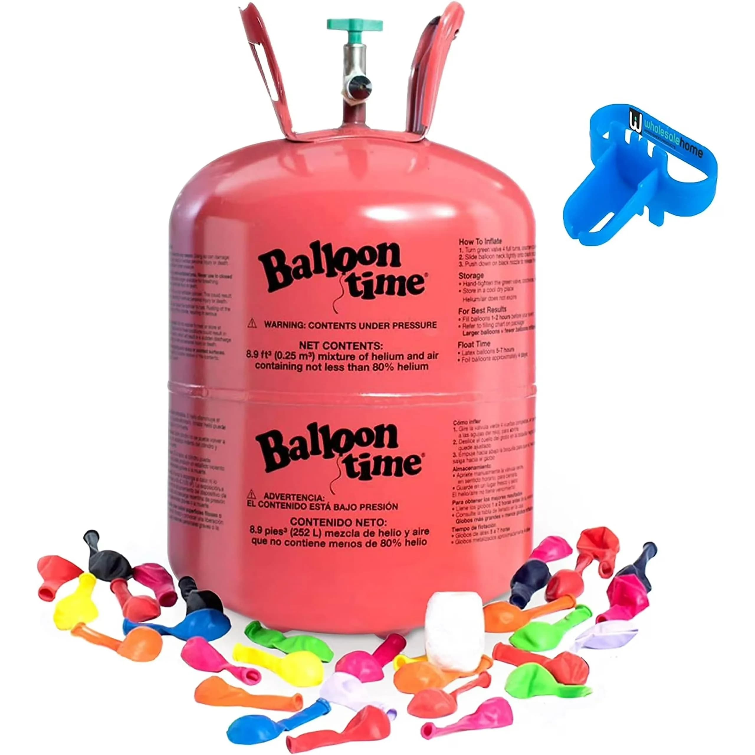 Wholesalehome Helium Tank for Balloons 14.9 Cu Ft | DIY Party Decoration Kit with 50 Latex Balloons