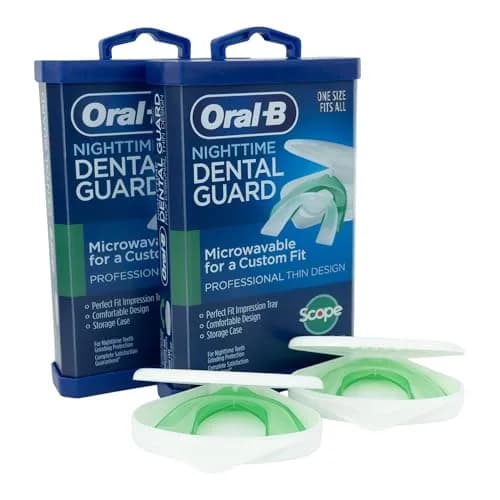 Oral-B Mouth Guard for Grinding Teeth at Night | Moldable Night Guard with Mint Flavor | 2 Pack thumbnail 1