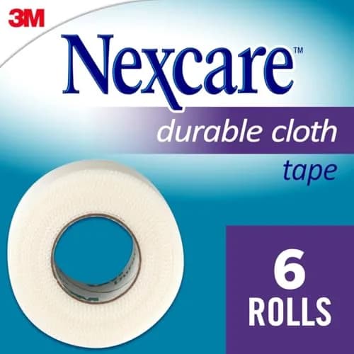 Nexcare Durapore Durable Cloth Tape 2.5cm (1in) x 9.1m (10yds) - 6 Rolls | Dermatologist-Tested, Hypoallergenic thumbnail 2