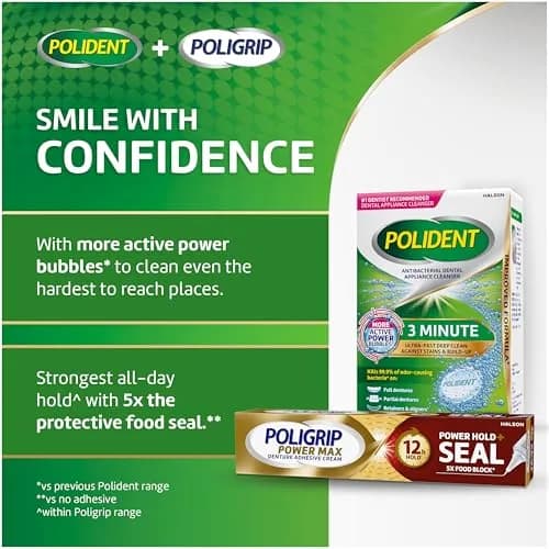 Super Poligrip Power Max Power Hold plus Seal Denture Adhesive Cream 65.9ml (2.2 oz) | Strongest All-Day Hold & Food Seal thumbnail 8