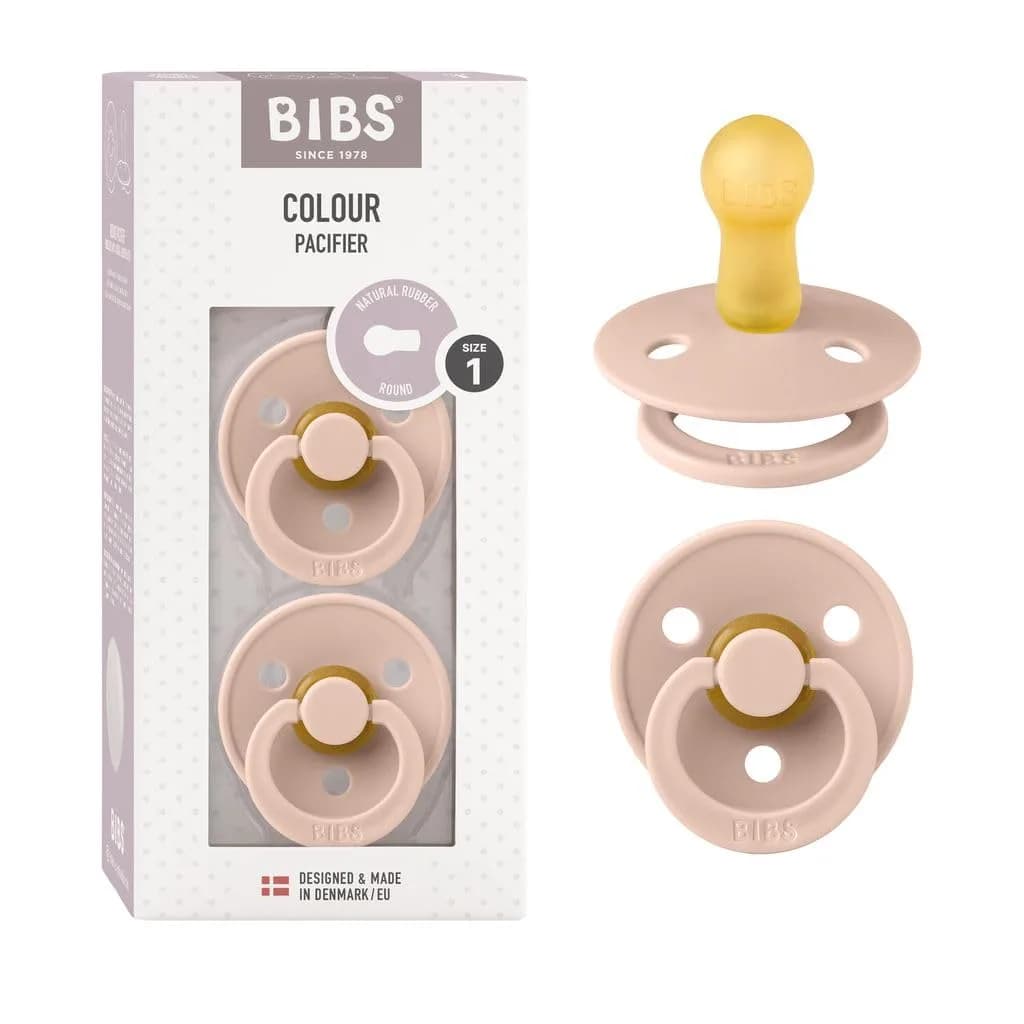 BIBS Colour Collection Natural Rubber Pacifier 2-Pack (18+ Months, 4.1cm x 4.8cm x 4.4cm) | Denmark-Made BPA-Free Soother - main product image