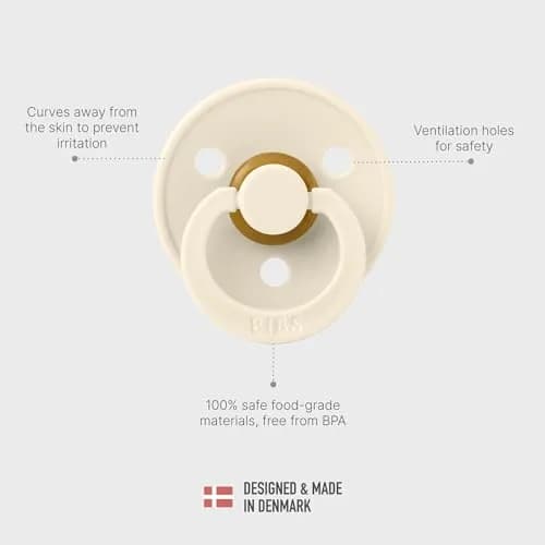 BIBS Colour Collection Natural Rubber Pacifier 2-Pack (18+ Months, 4.1cm x 4.8cm x 4.4cm) | Denmark-Made BPA-Free Soother thumbnail 4