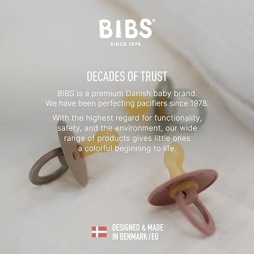 BIBS Colour Collection Natural Rubber Pacifier 2-Pack (18+ Months, 4.1cm x 4.8cm x 4.4cm) | Denmark-Made BPA-Free Soother thumbnail 6