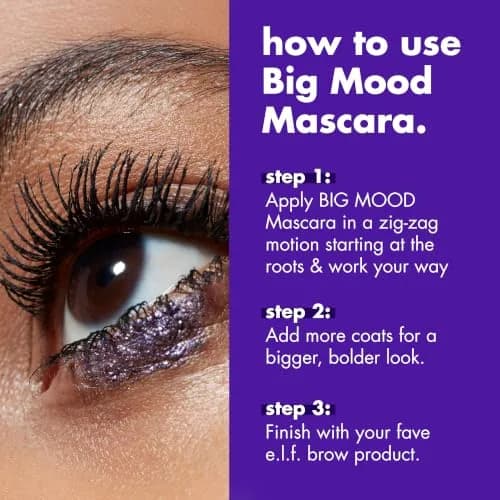 e.l.f. Big Mood Mascara, Volumizing & Lifting, Pitch Black 9ml (0.30 fl Oz) | Smudge-Proof & Long-Lasting thumbnail 6