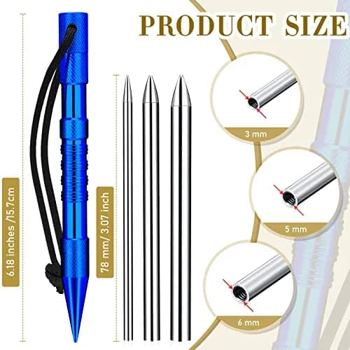 Moxweyeni Blue Paracord Knotting Tool Marlin Spike Set with 3 Stainless Steel Fids | For Leathercraft & Bracelet Weaving thumbnail 2