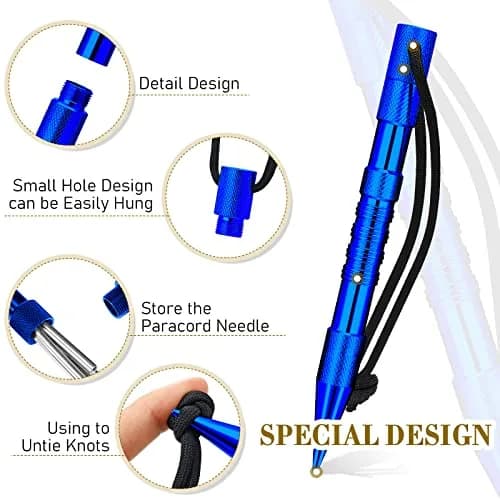 Moxweyeni Blue Paracord Knotting Tool Marlin Spike Set with 3 Stainless Steel Fids | For Leathercraft & Bracelet Weaving thumbnail 3