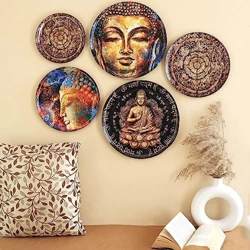 RITUALISTIC Nirvana Buddha Wall Plates Set of 5 | Metal Wall Décor for Living Room & Meditation Space thumbnail 5