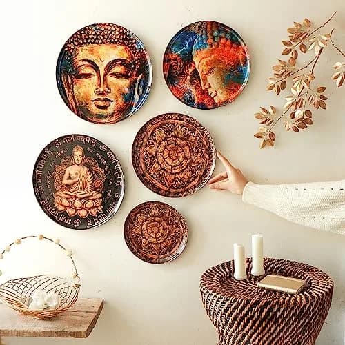 RITUALISTIC Nirvana Buddha Wall Plates Set of 5 | Metal Wall Décor for Living Room & Meditation Space thumbnail 6